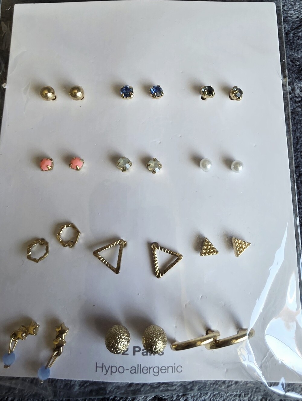 New Time and Tru Women's Essentials 12 Pair Gold Tone Modern Earrings